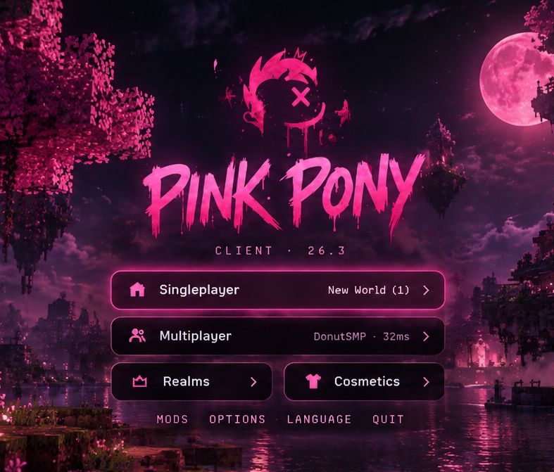 The Pink Pony title screen in game